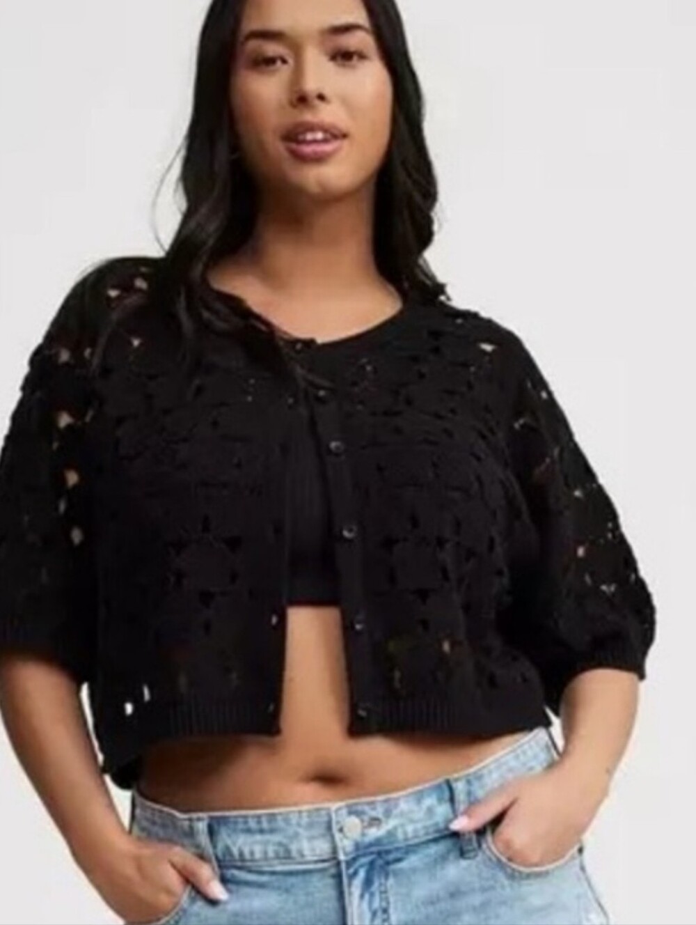 Torrid Crochet Shrug - Black